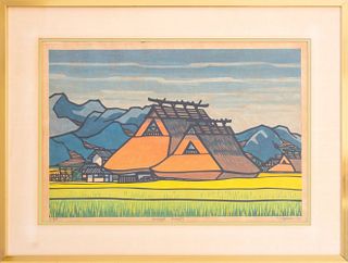 Clifton Karhu "Ayabe Roofs" Color Woodcut