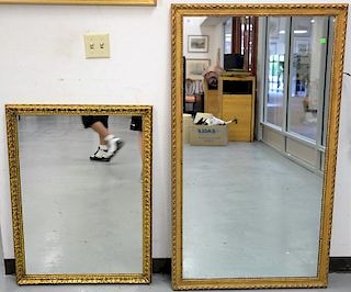 Two large gold framed rectangular mirrors (56" x 32" & 37" x 28").