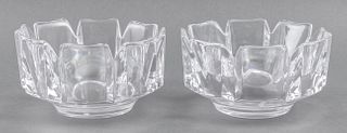 Orrefors "Corona" Crystal Glass Bowls, Pair