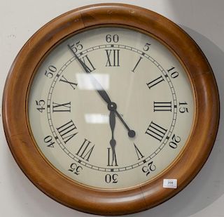 Large Ethan Allen walnut framed round clock (dia 25"). Provenance: Property from Credit Suisse's Americana Collection
