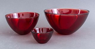 Scandinavian Fuga Orrefors Red Glass Bowl, 3
