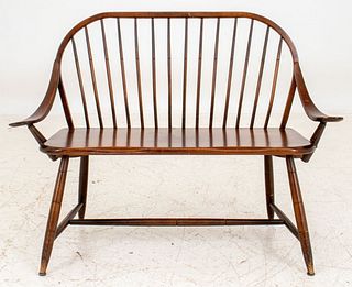 Walnut Windsor Style Two-Seater Bench
