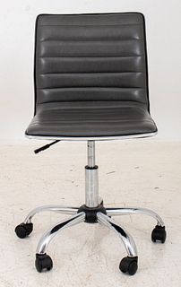 Chrome & Grey Faux Leather Adjustable Office Chair