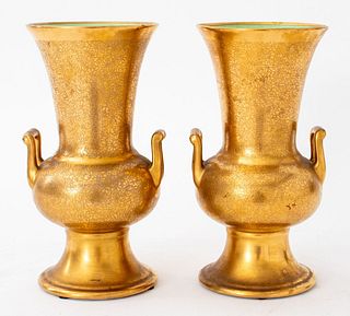 Pickard Gold Encrusted Campagna-Form Urns, Pair