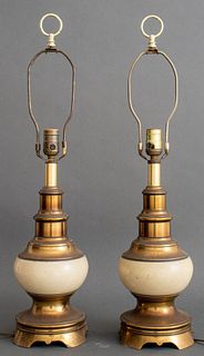 Vintage Brass and Ceramic Table Lamp, Pair
