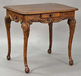 Louis XV occasional table with drawer, 18th century restoration. ht. 27", top: 23" x 30".