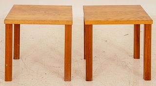 Modern Blond Oak Side Table / Nightstand, Pair