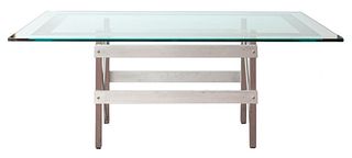 Modern Industrial Glass Dining Table