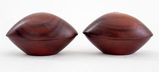 Clam Shell Wooden Trinket Boxes, Pair