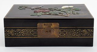 Chinese Carved Hardstone and Lacquer Jewel Casket