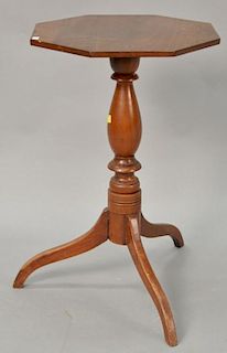 Primitive mahogany candlestand with octagon top. ht. 28", top: 16 1/2" x 16 1/2"