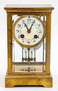 Gilt Bronze Four Glass Clock, Mercury Pendulum