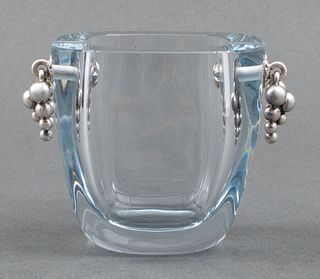 Danish Modern Silver Mounted Glass Vase