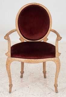 Napoleonic Style Light Wood Rope Twist Arm Chair
