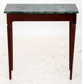 Green Marble Topped Wooden Side Table