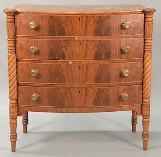 Sheraton mahogany bowfront four drawer chest, circa 1830. ht. 40", wd. 36", dp. 18"