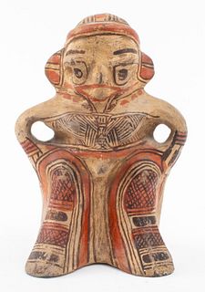 Pre-Columbian Manner Polychrome Ceramic Statue
