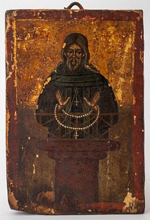 Greek Icon Likely St. Simeon Stylites, 19c.