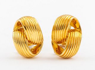 Italian 18K Yellow Gold Twisted Knot Earrings