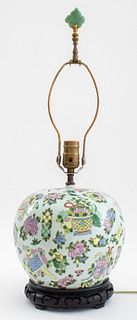 Chinese Famille Rose Jar Mounted  as a Lamp