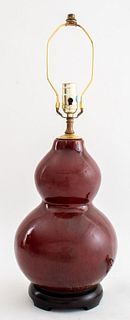 Chinese Sang de Boeuf Double Gourd Vase as Lamp