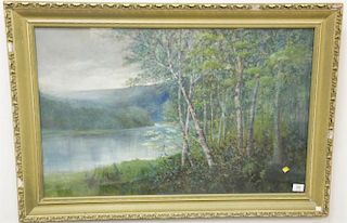 Two watercolor spring mountainous landscapes, both signed indistinctly Ma...W.. (16" x 28") and H. P. Whitaker with compliment W.V.O...
