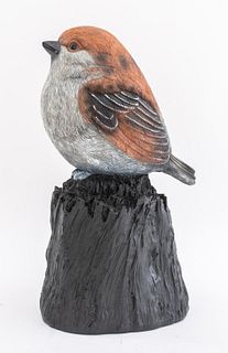 Large Figurine of a Bird on a Tree Trunk w/ Sound