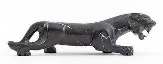 Art Deco Panther Black Marble Sculpture