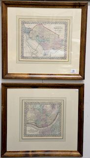 Group of five S. Augustus Mitchell county maps including Maine, Florida, North & South Carolina, Washington D.C., and Cincinnati, fr...