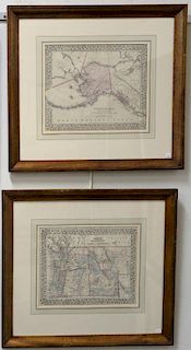 Group of six S. Augustus Mitchell county maps including Plan of New Orleans, St. Louis, North Western America (Alaska), Oregon/Washi...