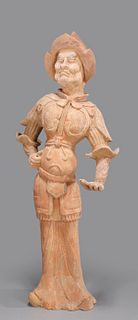 Tall Tang-style Standing Pottery Warrior