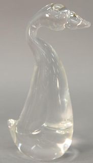 Steuben crystal glass goose figurine signed Steuben, ht. 8".