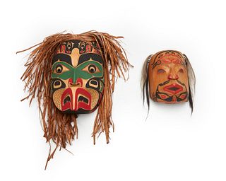 Two Northwest Coast polychrome masks