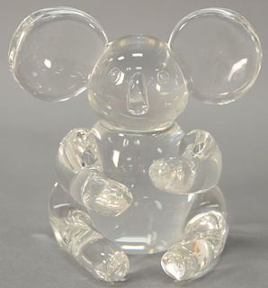 Large Steuben crystal glass koala bear figurine signed Steuben, ht. 6 1/2".