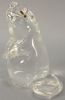 Large Steuben crystal glass beaver figurine signed Steuben, ht. 6 1/2".
