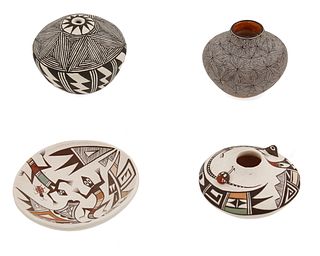 A group of Acoma miniature pottery vessels