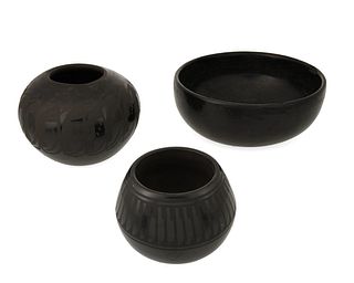 A group of Pueblo pottery vessels