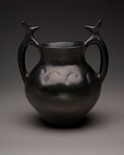 A Santa Clara Pueblo blackware pottery vessel