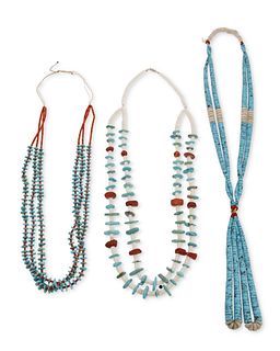A group of Southwest turquoise necklaces