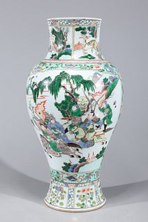 Large Chinese Famille Verte Enameled Porcelain Vase