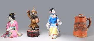 Group of Four Chinese Porcelain & Carved Figures