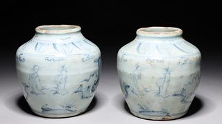 Two Chinese Blue & White Porcelain Jars
