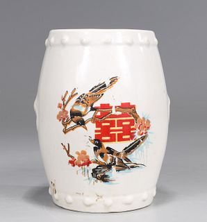 Chinese White Porcelain Barrel Vase