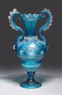 Very Fine & Elaborate Antique Venetian Hand Blown Glass Vase