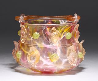 Very Fine & Unusual Antique Latticino Venetian Glass Vessel