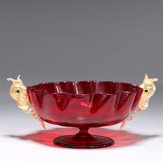 Antique Venetian Glass Fluted Compote