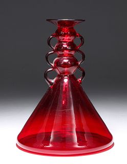 Antique Venetian Ruby Red Glass Beaker Vase