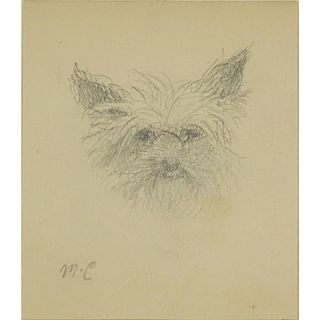 19/20th Century American School Pencil sketch on paper "Dog".