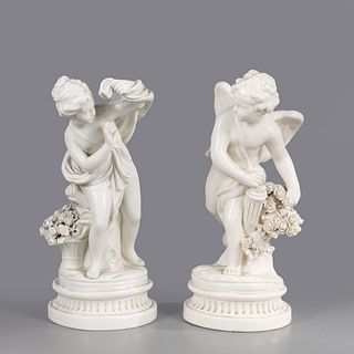 Pair Capodimonte Cupid & Venus Porcelain Figures