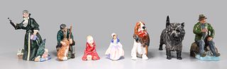 Group of Seven Vintage Royal Doulton Porcelain Figures